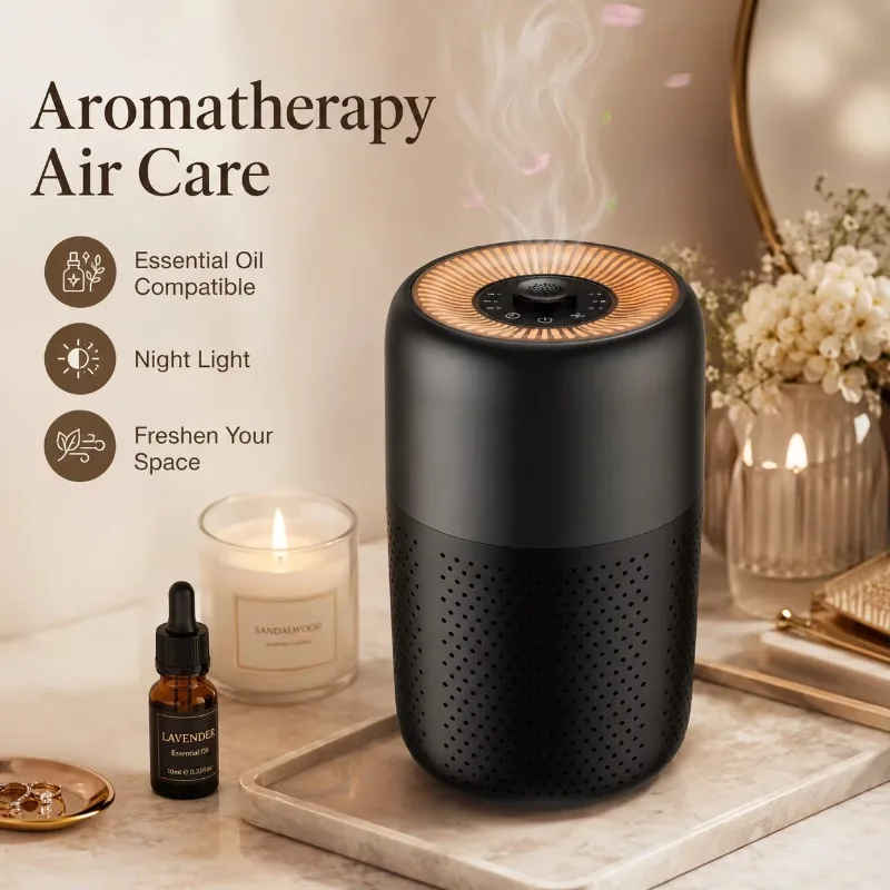 Desktop air purifier with aromatherapy night light to remove formaldehyde and dust from the bedroom