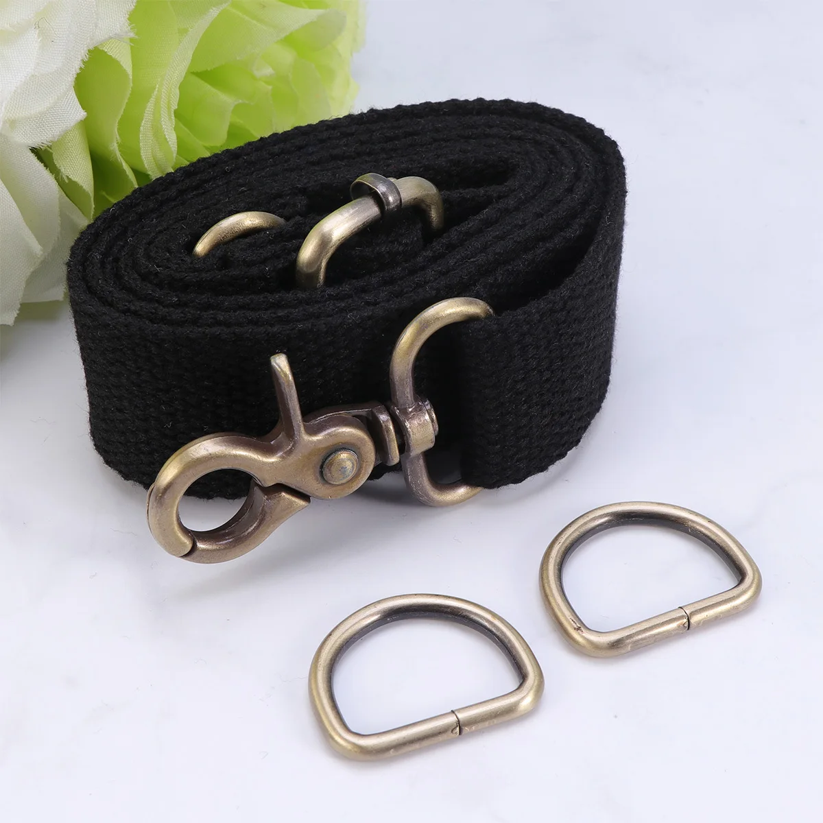 1 قطعة حزام القطن قابل للتعديل قماش استبدال حقيبة الكتف Crossbody محفظة حزام أسود 3.2 سنتيمتر مشبك معدني مريح دائم