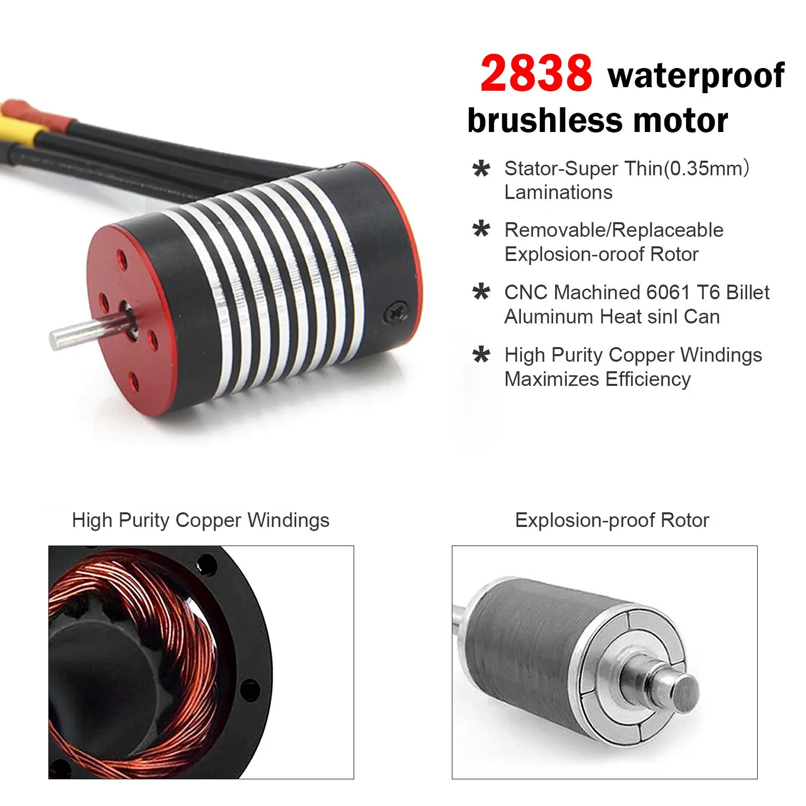 NEEBRC Brushless Waterproof Motor 2838 2847 2435 2430 for 1/12 1/14 RC Racing Car Crawler Boat Truck Wltoys144001 Traxxas Parts - Image 3