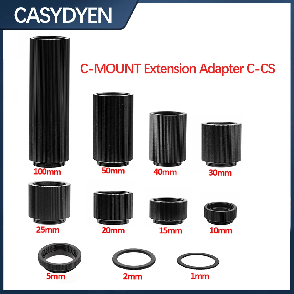 Adapter obiektywu z mocowaniem C-CS, pierścień przedłużający 2-100mm, konwerter z mocowaniem C-CS, pierścień dystansowy do kamer CCTV.