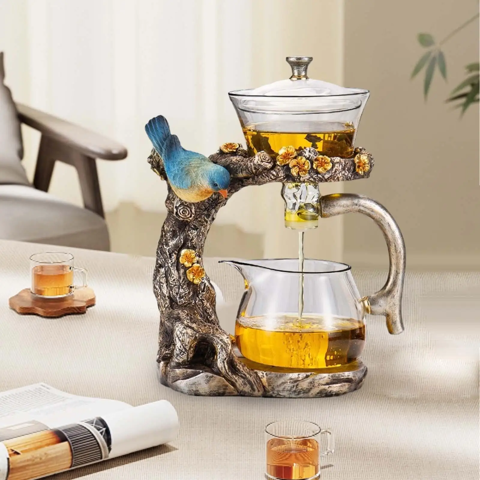 Kungfu Drip Teapot with Infuser Drinkware Heat Resistant Tea Infuser Pot for Dining Room Tea House Holiday Gifts Home Daddy Gift