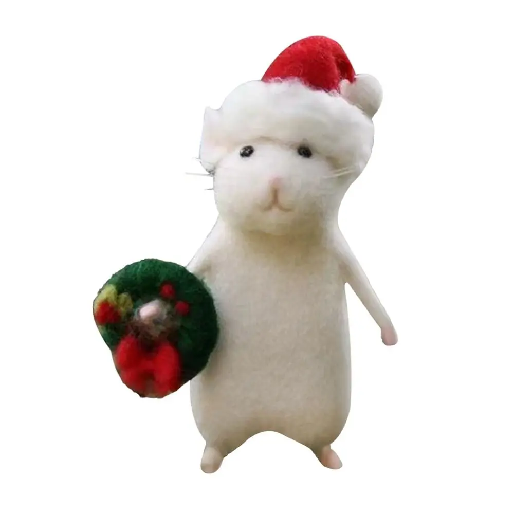 New Handmade Halloween Mouse Cute Mouse Felt Wool Felt Mouse Mouse with xmas Hat Felt Mouse Decor
