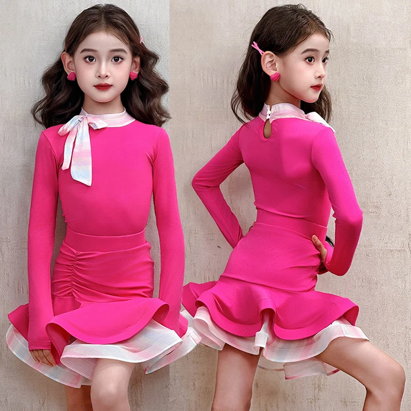 

Детский танцевальный костюм для самбы, танго, платье для латинских танцев для девочек, бальное платье, стандартное платье для сальсы, латинских танцев, юбка для танцев для девочек