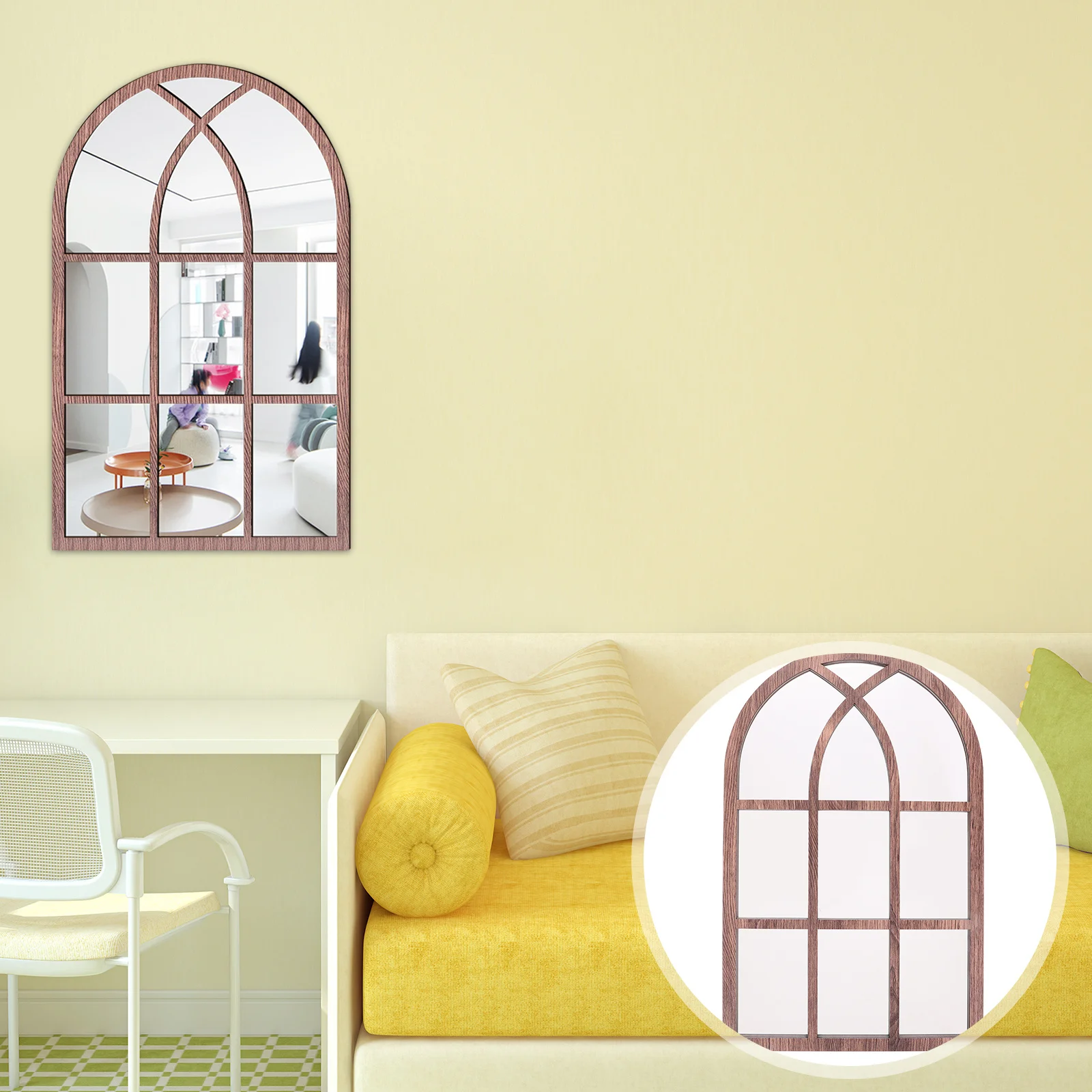 

Self-Adhesive Wooden Wall Decal Exquisite Workmanship Delicate Fake Window Design for Living Room Bedroom Easy to Use