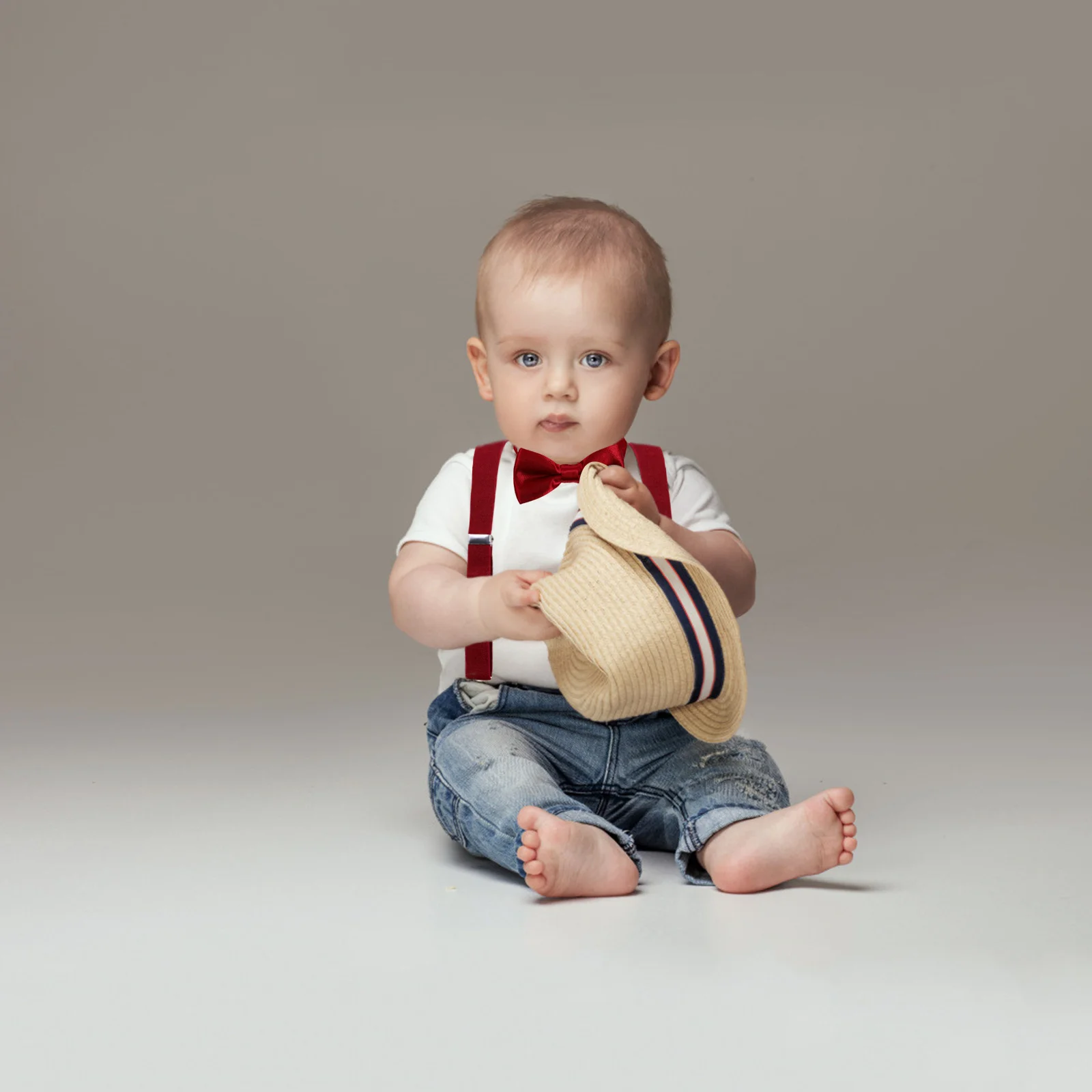 1 مجموعة الاطفال 4 مقاطع الحمالات قابل للتعديل مطابقة ربطة القوس فيونكة مجموعة مريحة الاستخدام اليومي حفل زفاف هدية طفل الحمالات ربطة القوس فيونكة #2