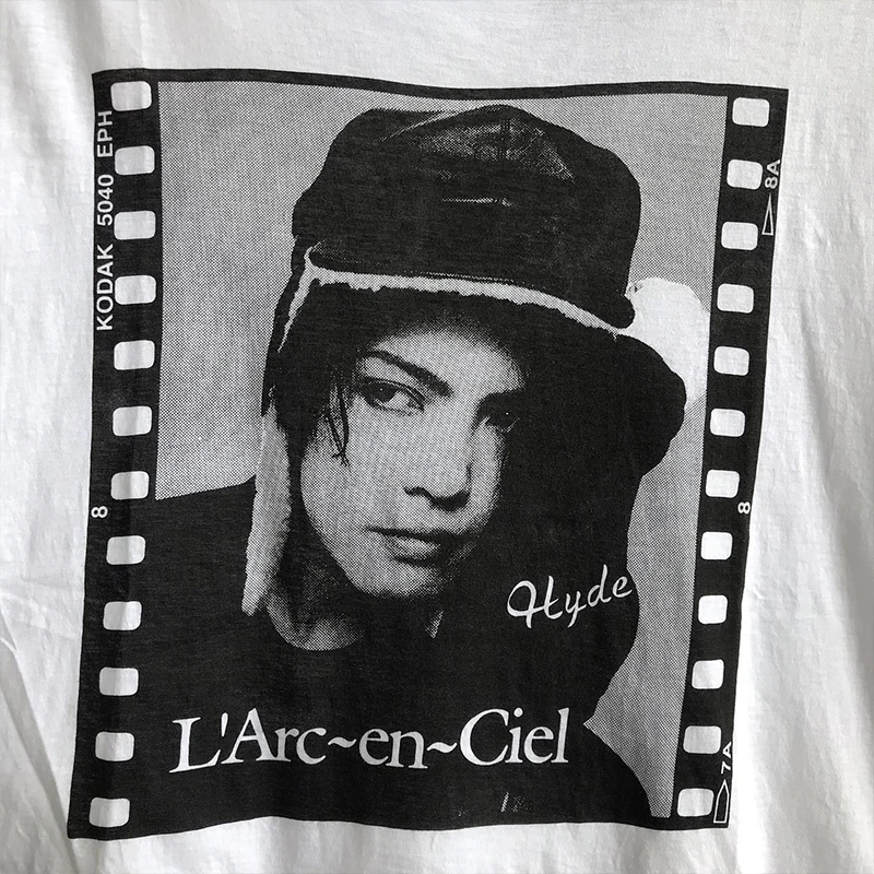 LArcenCiel Rainbow Band Japanese Style Psychedelic Rock Vintage Simple Retro Short Sleeve Unisex T-Shirt Cotton round Neck