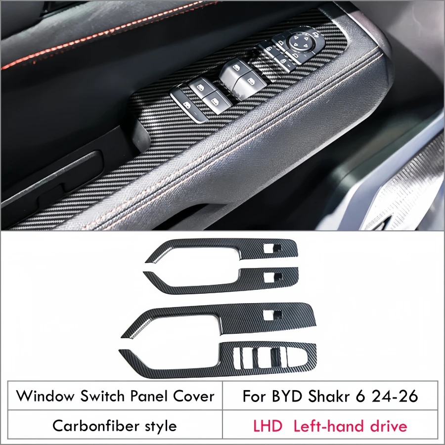 For BYD Shark 6 2024 2025 2026 Car Door Window Switch Panel Covers fLhd Rhd Window Lift Trim Interior Car Shark 6, 4PCS Set