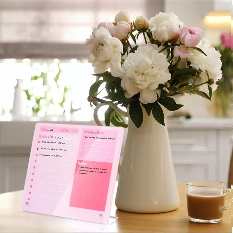 Acrylic Dry Erase Board 15.7X11.8, Frameless Tabletop Whiteboard With Stand, To-Do List Planner For Offices Home School