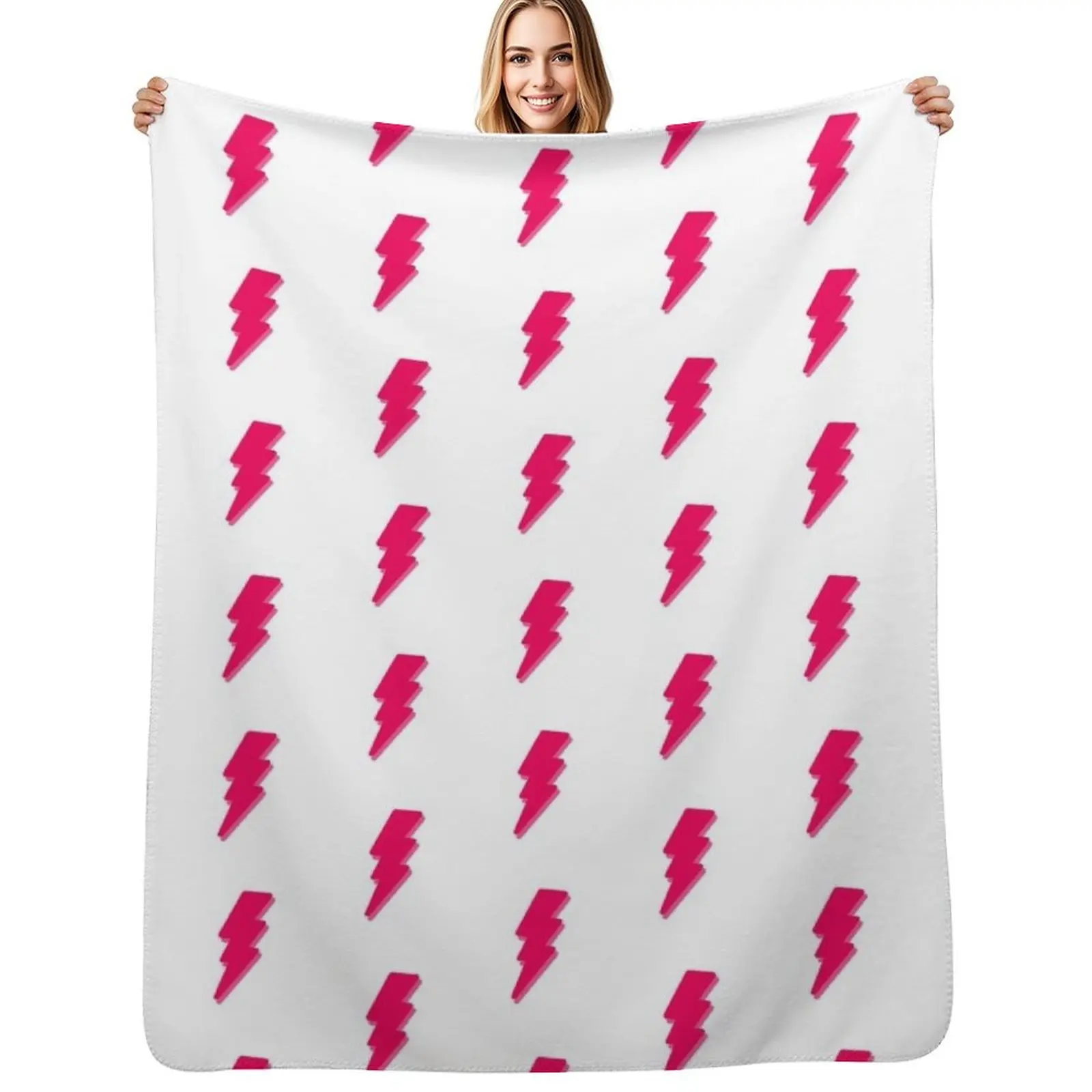 Pink Lightning Bolt Throw Blanket Shaggy Furry Soft Blanket for Bedroom Living Room