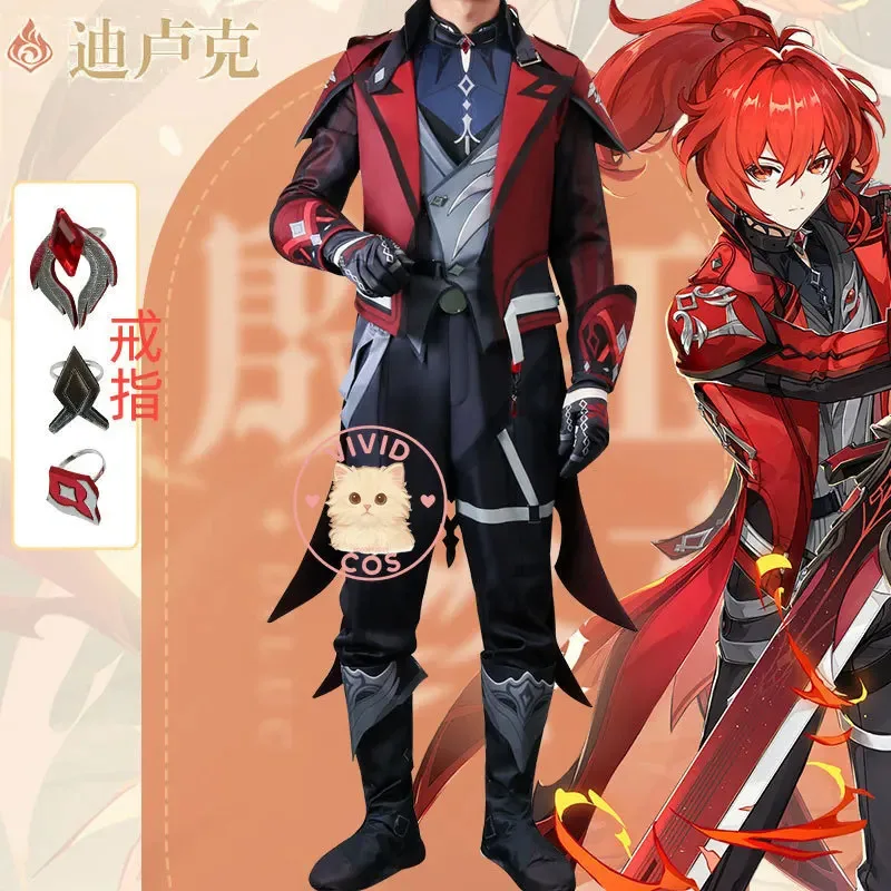 

Hot sale Genshin Impact cosplay costume game anime Diluc role play outfit complete set for men suits A;2,C'4,H.
