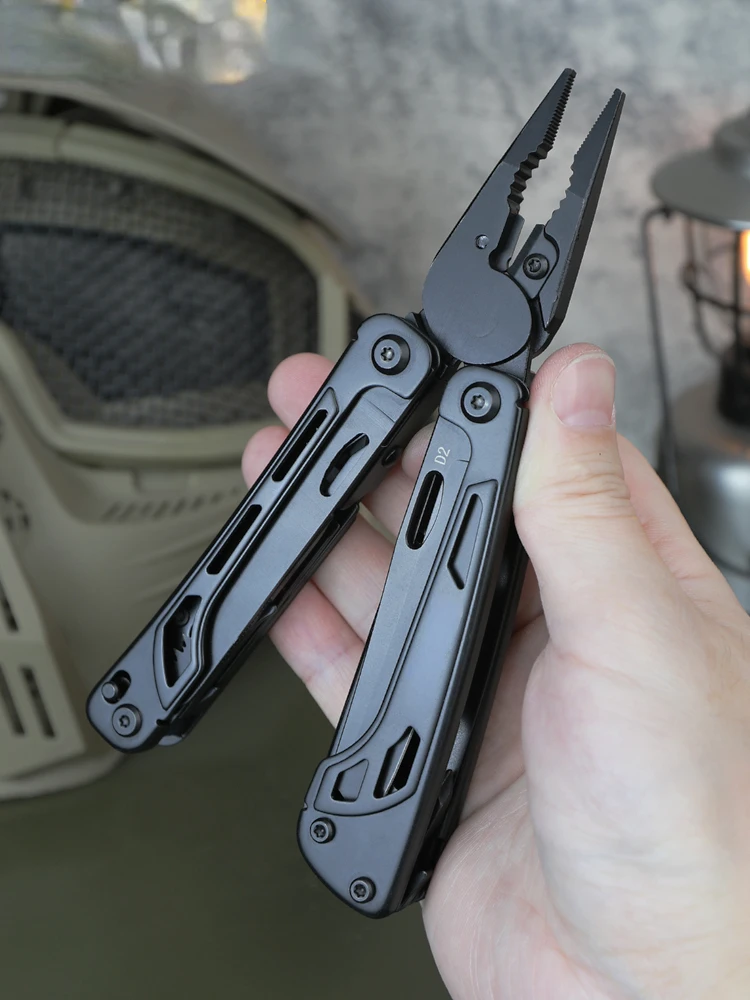 

Outdoor multifunctional pliers folding tool knife D2 steel black Swiss army knife emergency equipment