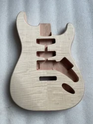 One Piece Mahogany Wood Flame Maple Veneer Electric Guitar Body SSH Unfinished Semi Hollow Guitar Barrel Luthier Diy Kit Part