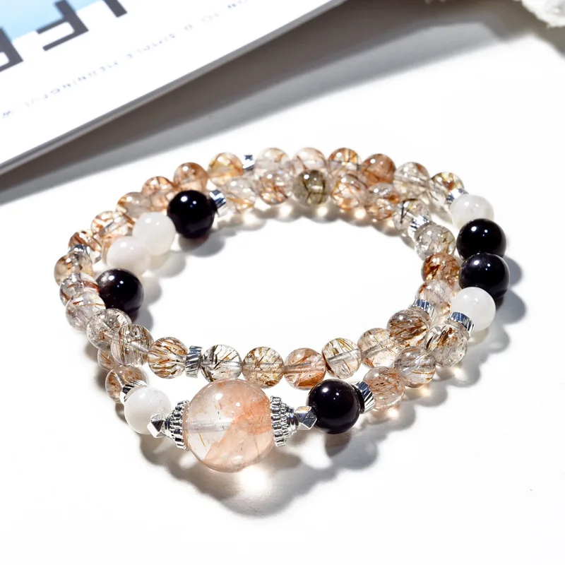 

2026 Natural Black Gold Super Crystal Bracelet Multilayer Fashion Luxury Premium Rutilated Quartz Lucky Diy Crystal Handstring