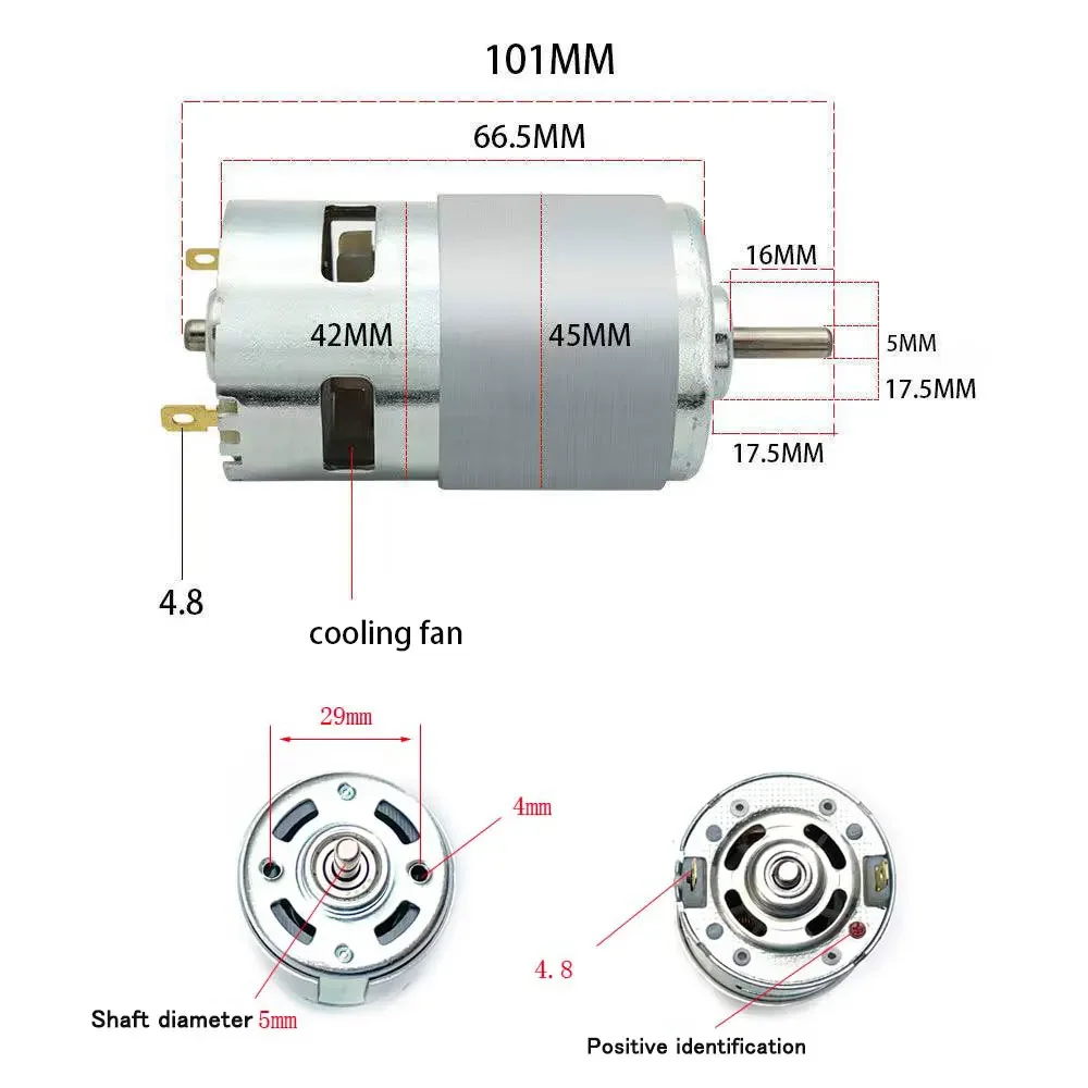 775 Spindle Motor DC 12V 12000 RPM Mini Electric Motor Ball Bearing Large Torque High Power Spindle for CNC 3018 Engraver