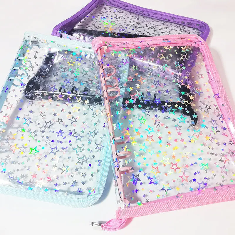 A5 Star Zipper Binder Photocards Girl Ins DIY Journal Diary Transparent Kpop Idol Card Photo Album Collect Book Stationery