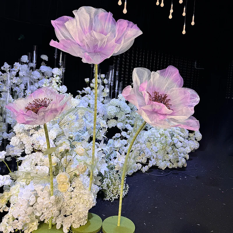 Customized Giant Dictyon Flowers With Stem Stand 30-100cm Heads Big Huge Giant Large Flower Decoration For Wedding Event