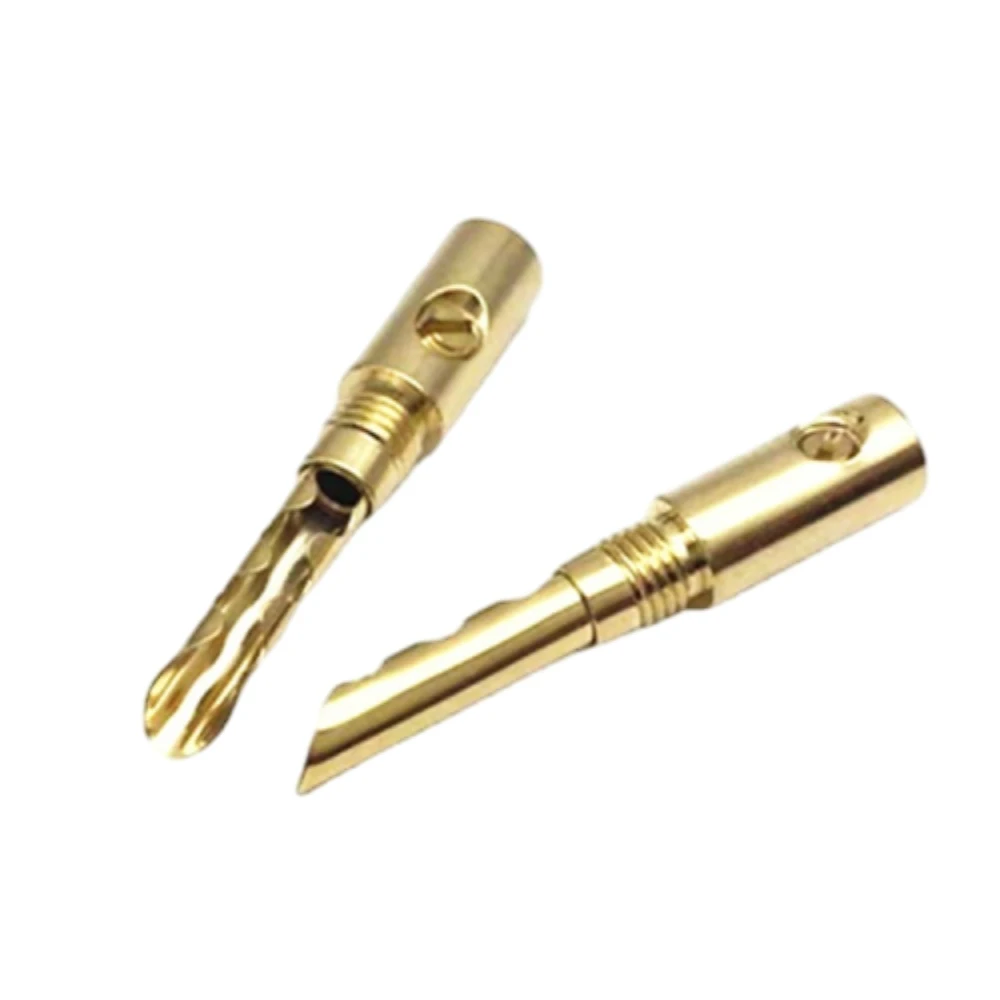 

2Pcs Shelled Solderless Gold-plated Serrated Banana Plug Connector Speaker Connector Audio Power Player Banana Plug Connector