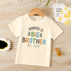 Promoted To Big Brother Est 2025 Print Kids T-shirt Pregnancy Announcement Boys Shirt Child Summer Retro Short Sleeve Outfit Top