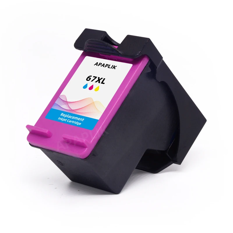 APAPLIK Remanufactured 67XL Ink Cartridge Replacement for HP 67 XL 67XL DeskJet Plus 2732 2755 4152 4155 4158 Envy 6052 6058