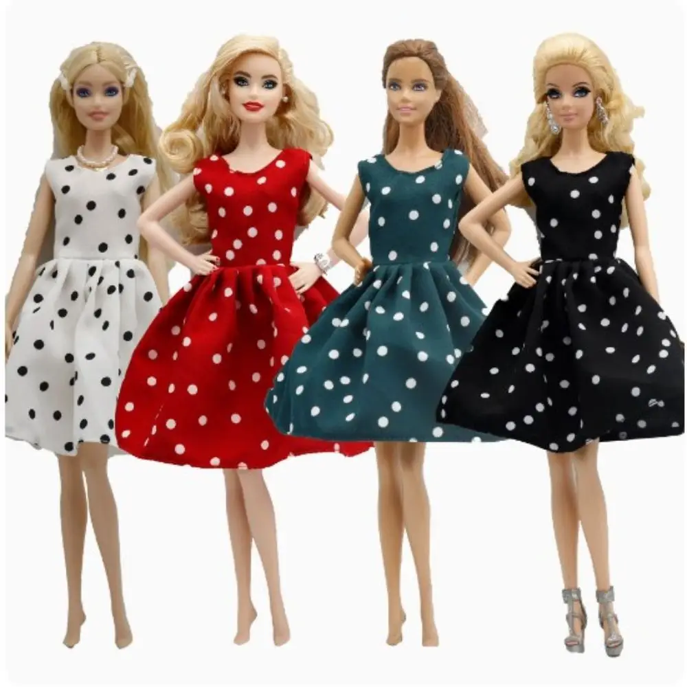 Fashion Doll Polka Dot Skirt Handmade Casual Wear Doll Floral Dresses DIY Accessories Girl Gift Toys for 30cm Doll