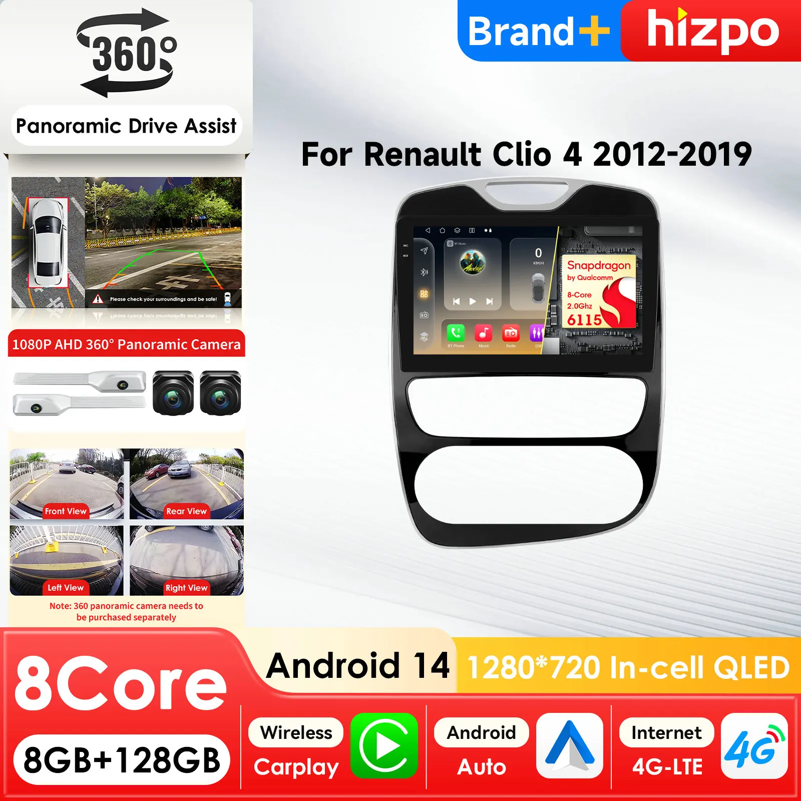 

Автомагнитола Hizpo CarPlay Android Auto для Renault Clio 4 ZOE 2012-2019 с GPS, интеллектуальными системами, стерео, мультимедиа и AI-картами