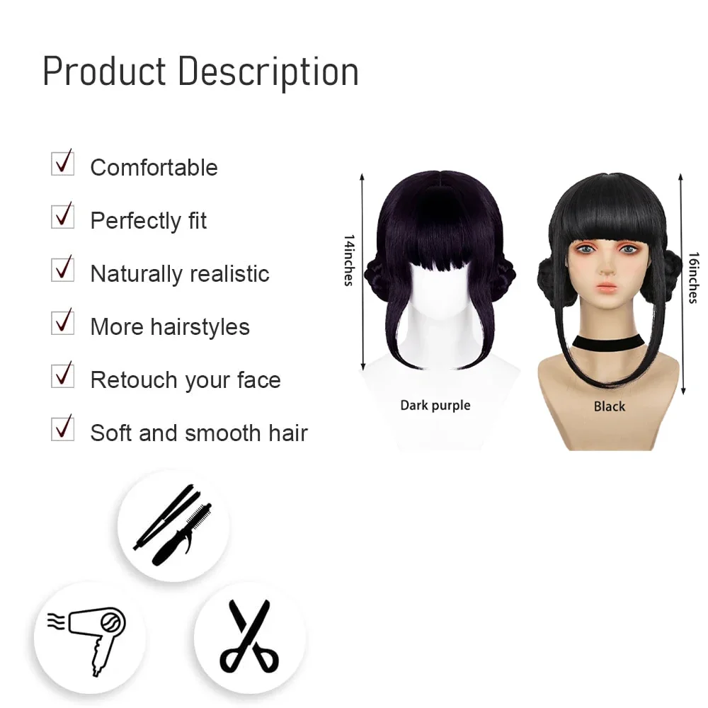 أنيمي Kpop شيطان الصيادين زوي كوسبلاي شعر صناعي أسود أرجواني داكن للهالوين وحفلات عيد الميلاد اليومية شعر مستعار عالي الجودة #4