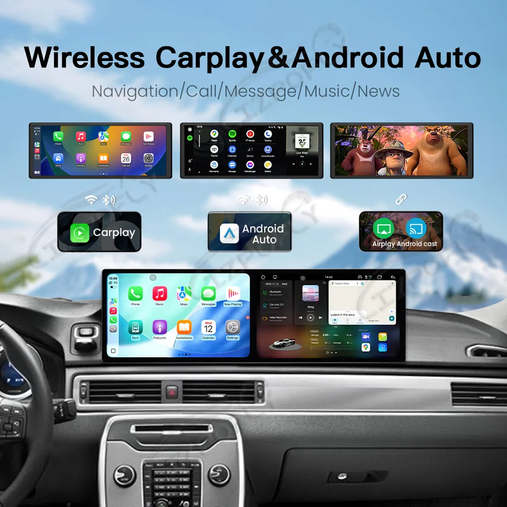 Dual 10.1 Inch Android 15 CarPlay Car Radio For Volvo S80 2009-2013 Touch Screen Multimedia Player GPS Navigation 4G WIFI DSP