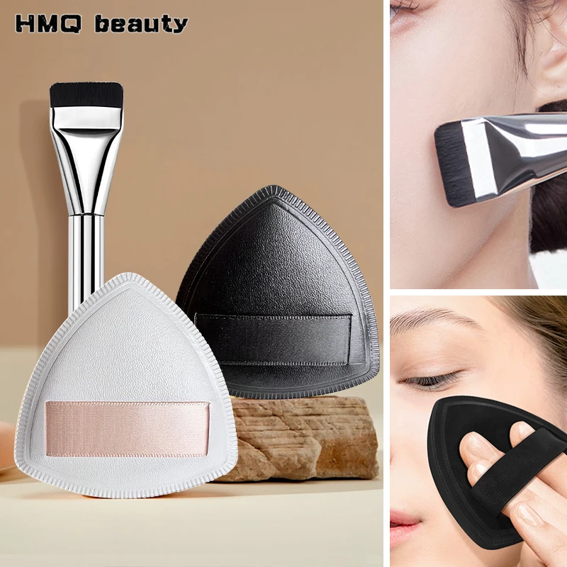 Esponja de Maquiagem Triangular com Almofada de Ar Macia para Base Cosmética, Pincel de Base Plano, Uso Úmido e Seco