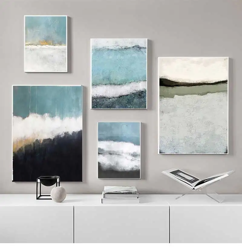 Art Modern Cuadro Decor Home Fashion Wall Picture for Living Room Nordic Poster and Print Abstract Blue Black Colour Canvas