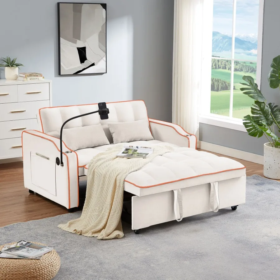 

1 versatile foldable sofa bed in 3 lengths modern sofa sofa sofa velvet pullout bed adjustable back and with USB port and ashtr