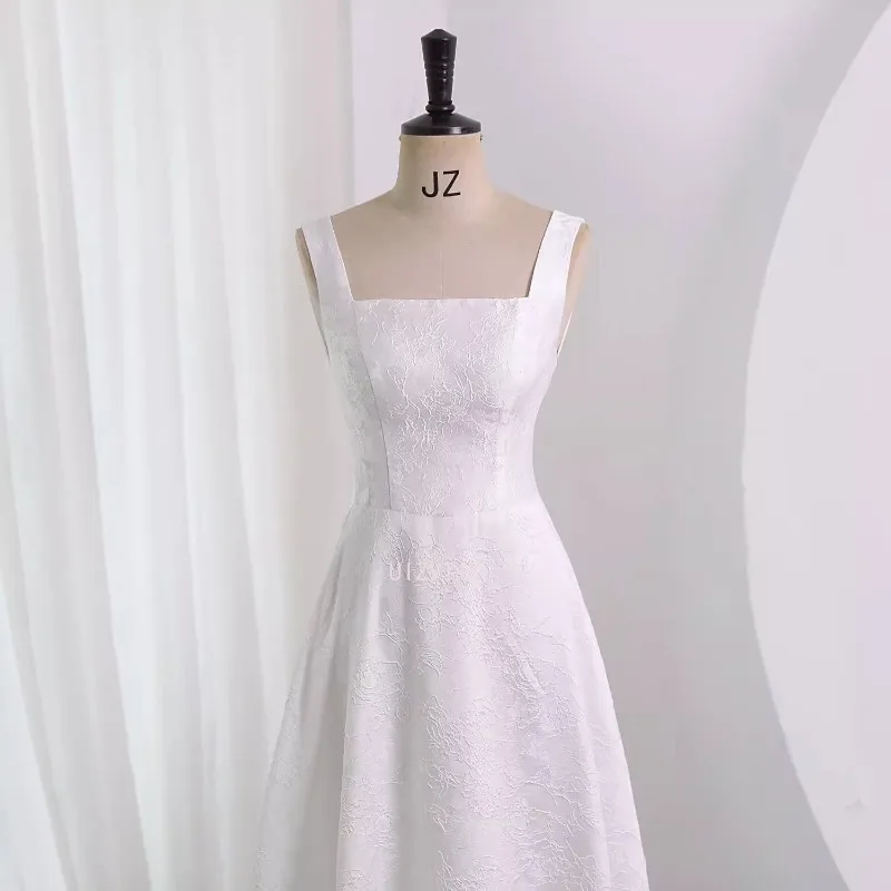 2025 New White Square Collar Wedding Dresses Sexy Women Elegant Luxury Long Party Dress Korean Formal Occasion Dress Vestidos