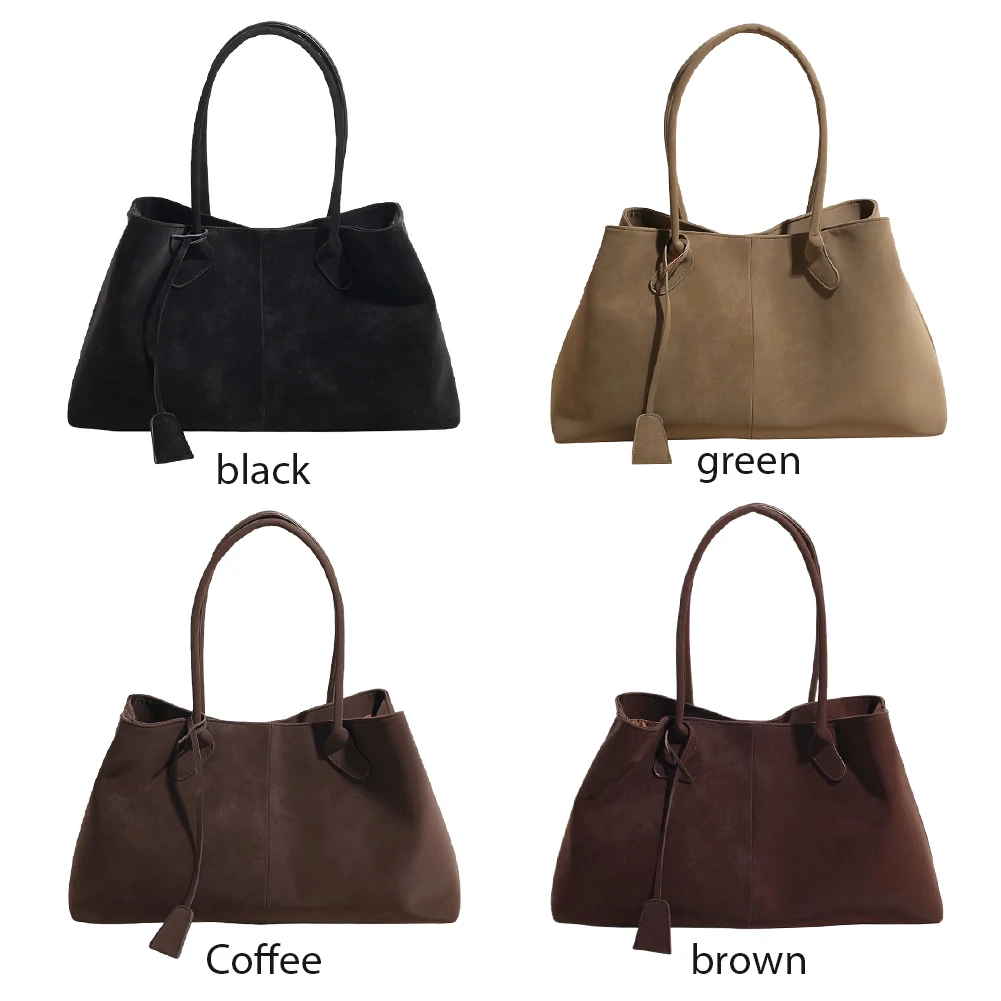 

Women Retro Autumn Winter Tote Handbag Vintage Faux Suede Shoulder Bags Large Capacity Top-Handle Bags Commute Luxury Armpit Bag