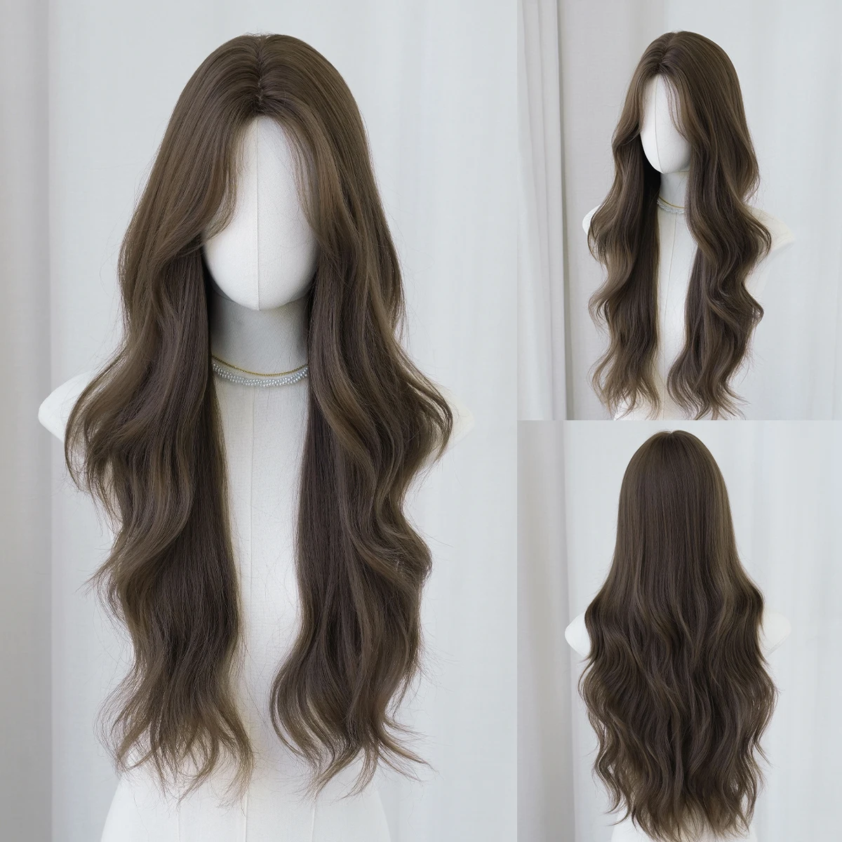 Long Wavy Light Brown Wigs For Women 30 Inch Wave Wig Natural Looking Synthetic Fiber Fashion Wig For Daily Party Use