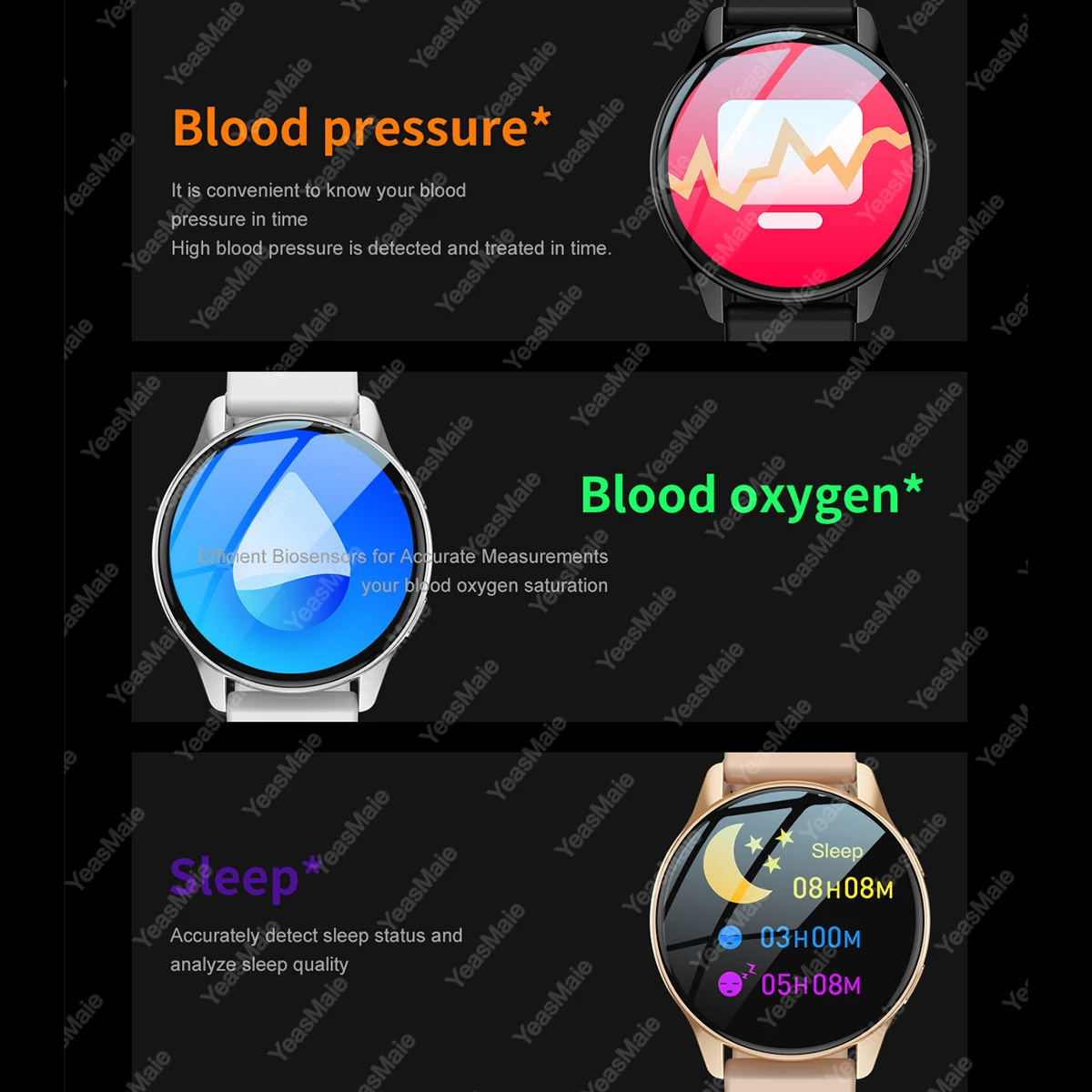 2024 Smartwatch AMOLDE Sleep Monitoring Smart Reminder Bluetooth Call Heart Rate Boold Pressure Monitoring Men Women Smart Watch