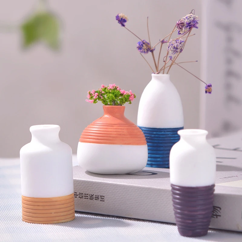 Dollhouse Miniature Flower Vase Flowerpot Simulation Vase Pot Home Model Decor Toy Doll House Accessories