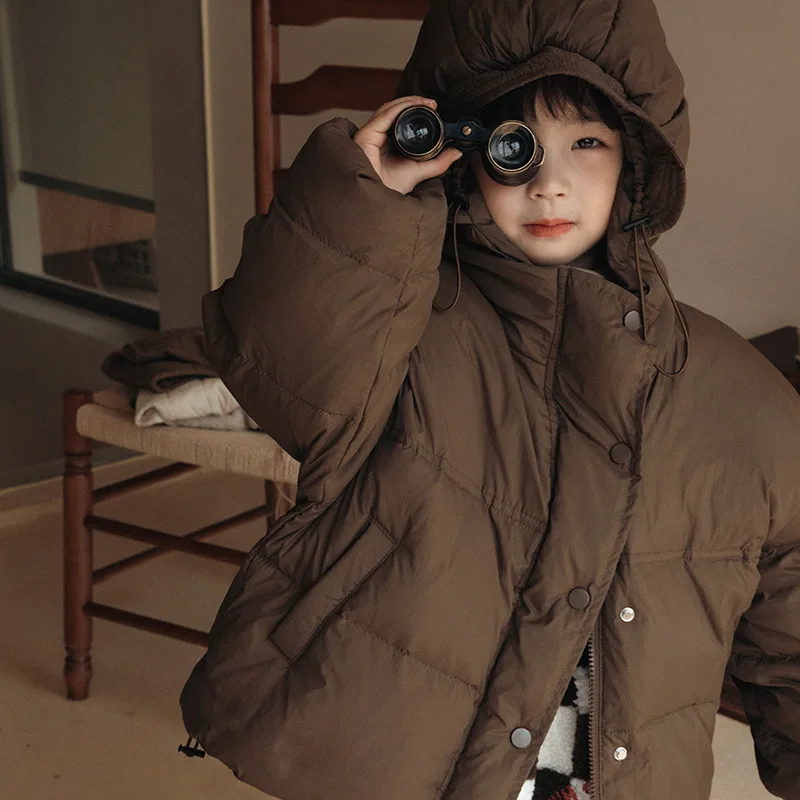 Childrens Korean Down Jacket Bread Jacket Autumn and Winter Boys\' and Girls\' Hooded Jacket White Duck Down Jackets NEW Jacket