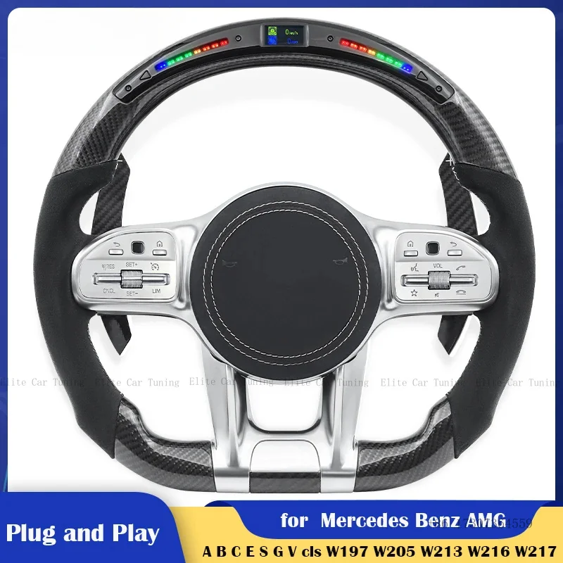 

Руль с LED-подсветкой и карбоновыми вставками для Mercedes-Benz AMG A C E G V CLS GLC GLE GLS GLA CLA W204 W205 W167 W177 W206 W213 W217 W221 W222