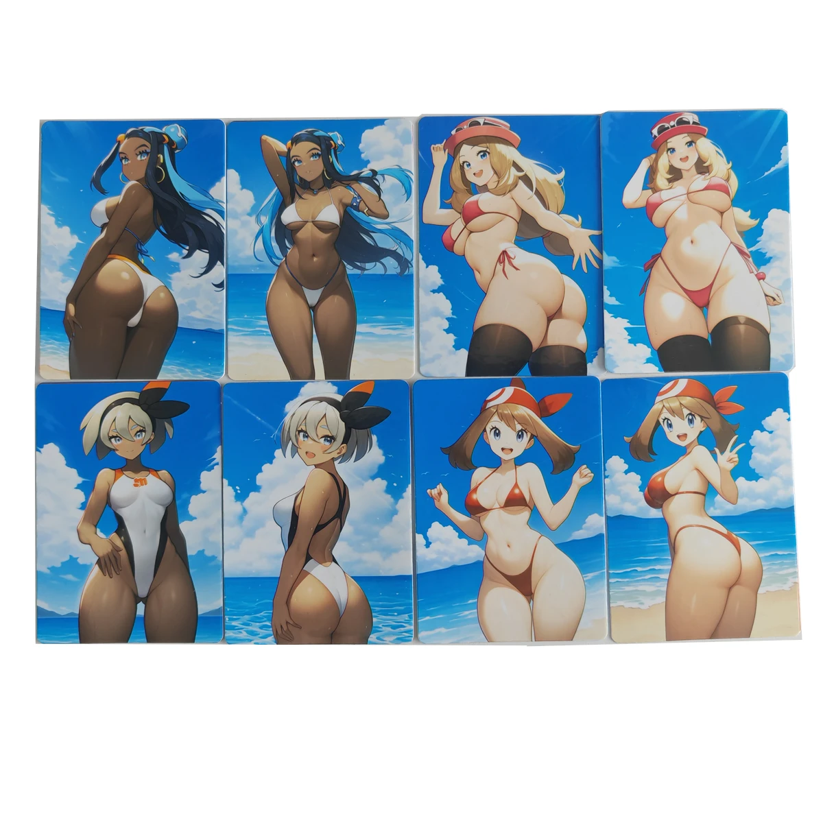 8pcs/set PTCG Sexy Trainer Cards Pocket Monsters Bikini Nessa Mosaic-free HD Matte DIY Card Boy Animation Collection Card