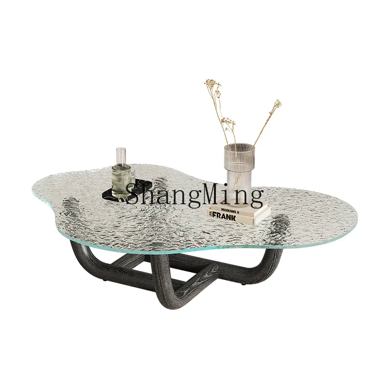 CL New Chinese Solid Wood Glass Original Household Medieval Wabi Sansi Wind Retro Cloud Coffee Table