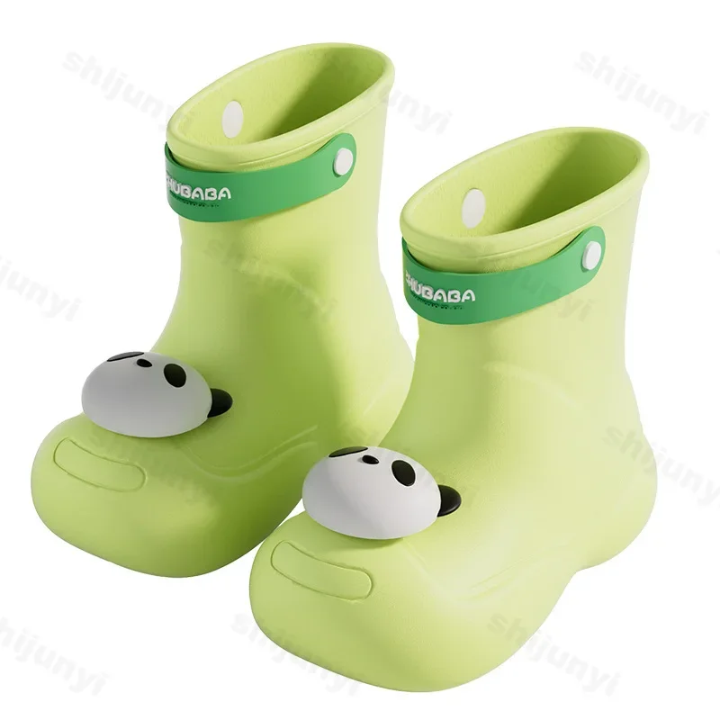 2024 New Children\'s Rain Boots Boys and Girls Baby Water Shoes Summer Cartoon Panda Outdoor Anti Slip Waterproof Child Rain