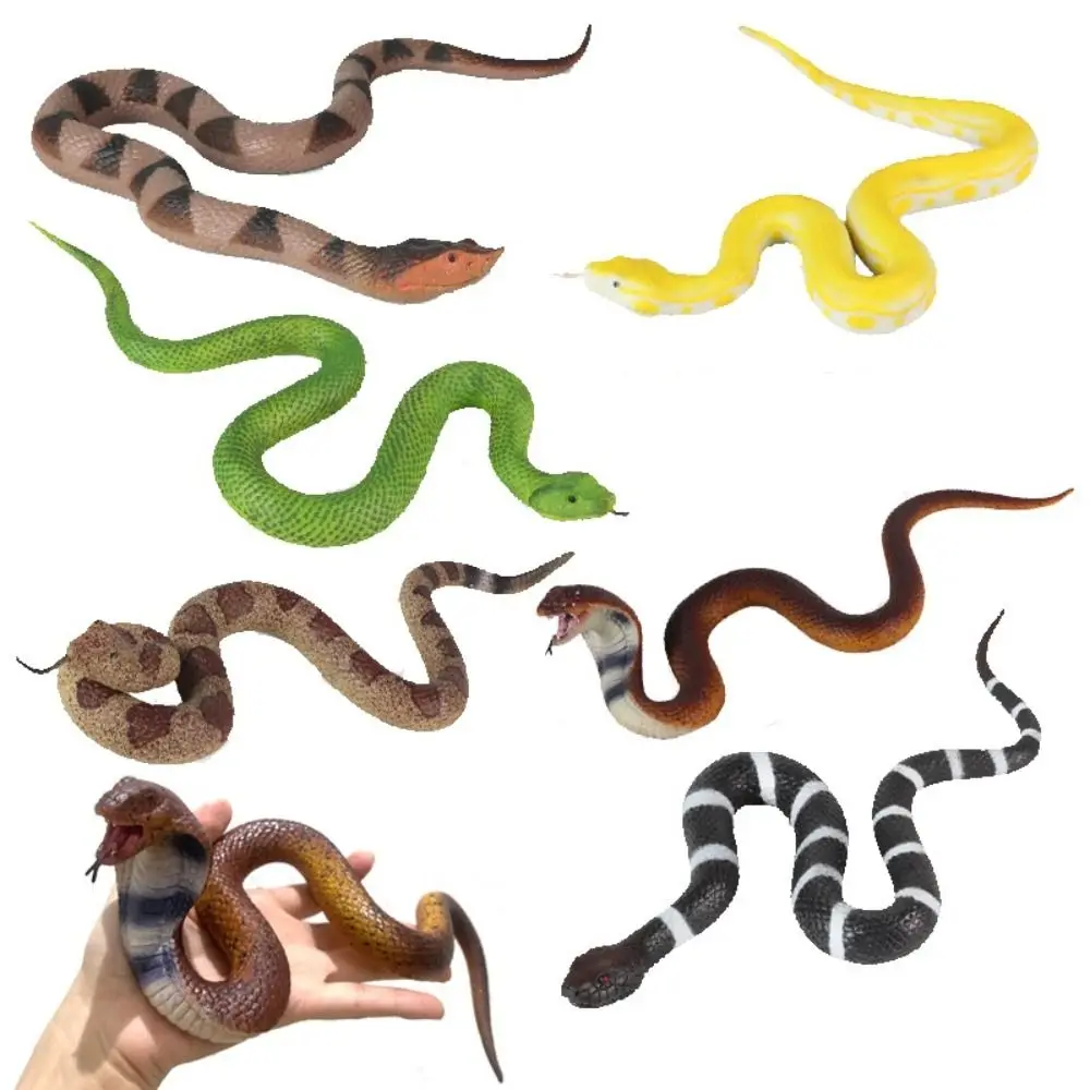 

Funny Reptile Animal Snake Action Figures Python Cobra Educational Rattlesnake Model Soft TPR Elastic Simulation Snake Prank Toy