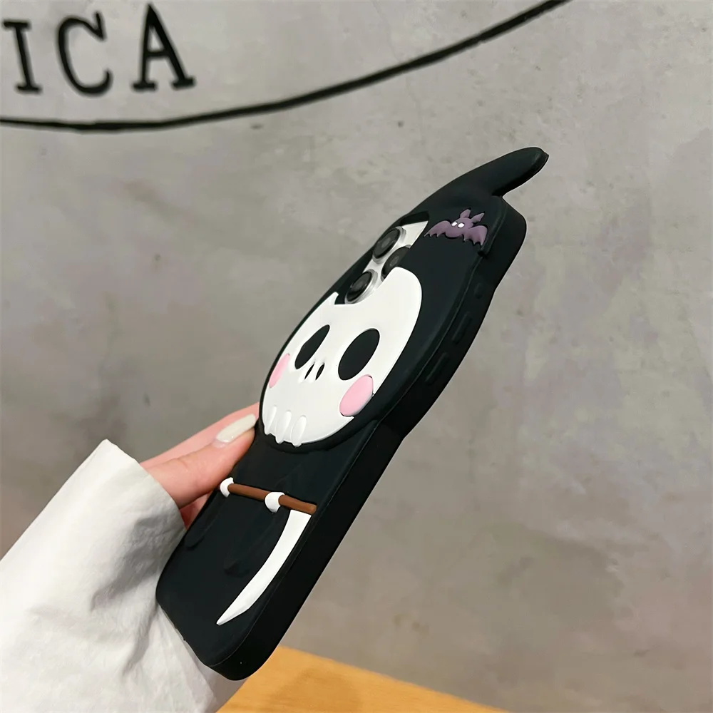 هالوين الموت الله قضية الهاتف آيفون ، ثلاثية الأبعاد خجولة ، لطيف غطاء آيفون 15 ، 14 ، 13 ، 12 ، 11 ، 15Pro ماكس ، أنيمي قذيفة ، هدية الإبداعية