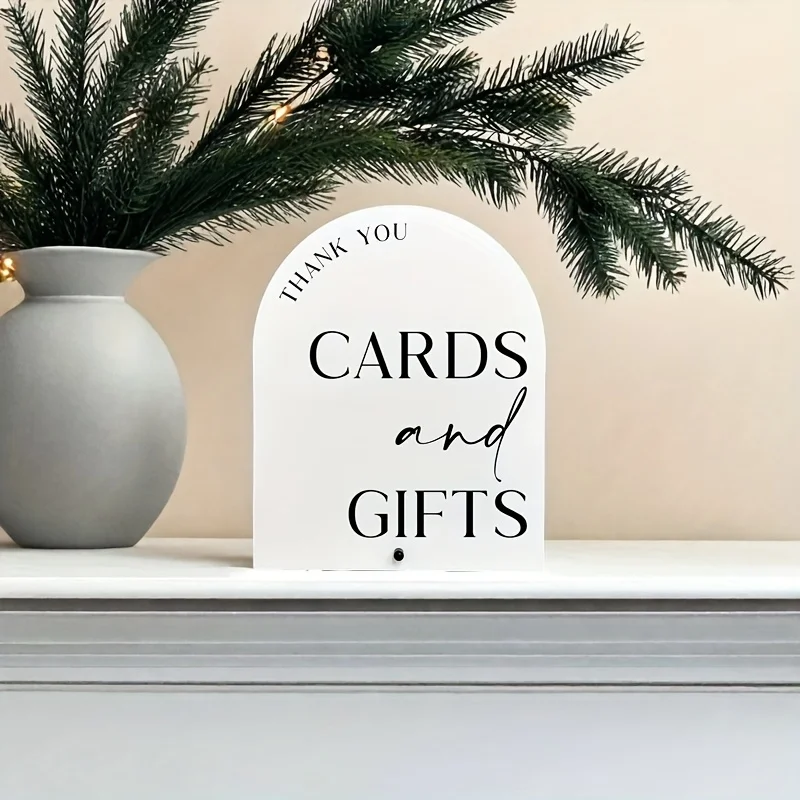 [علامة زفاف أكريليك] بطاقة تهنئة قطعة واحدة لحفلات الزفاف وعلامة أكريليك على شكل قوس هدية |   2D شقة، لوازم الزفاف والحفلات