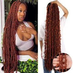 Extensiones de pelo de mariposa para mujer, trenzas de ganchillo de imitación desgastadas de 36 pulgadas, 350 de color marrón jengibre, extensiones sintéticas suaves
