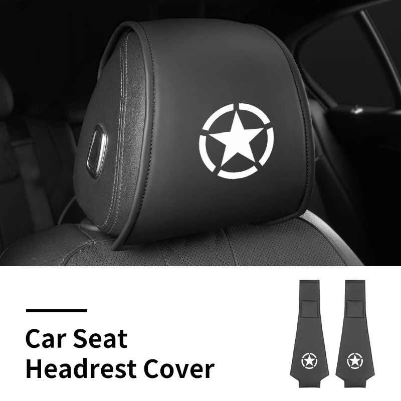 2pcs Car Logo Seat Headrest Pillow Protection Cover Accessories For Jeep Grand Cherokee Compass Patriot Renegade Wrangler