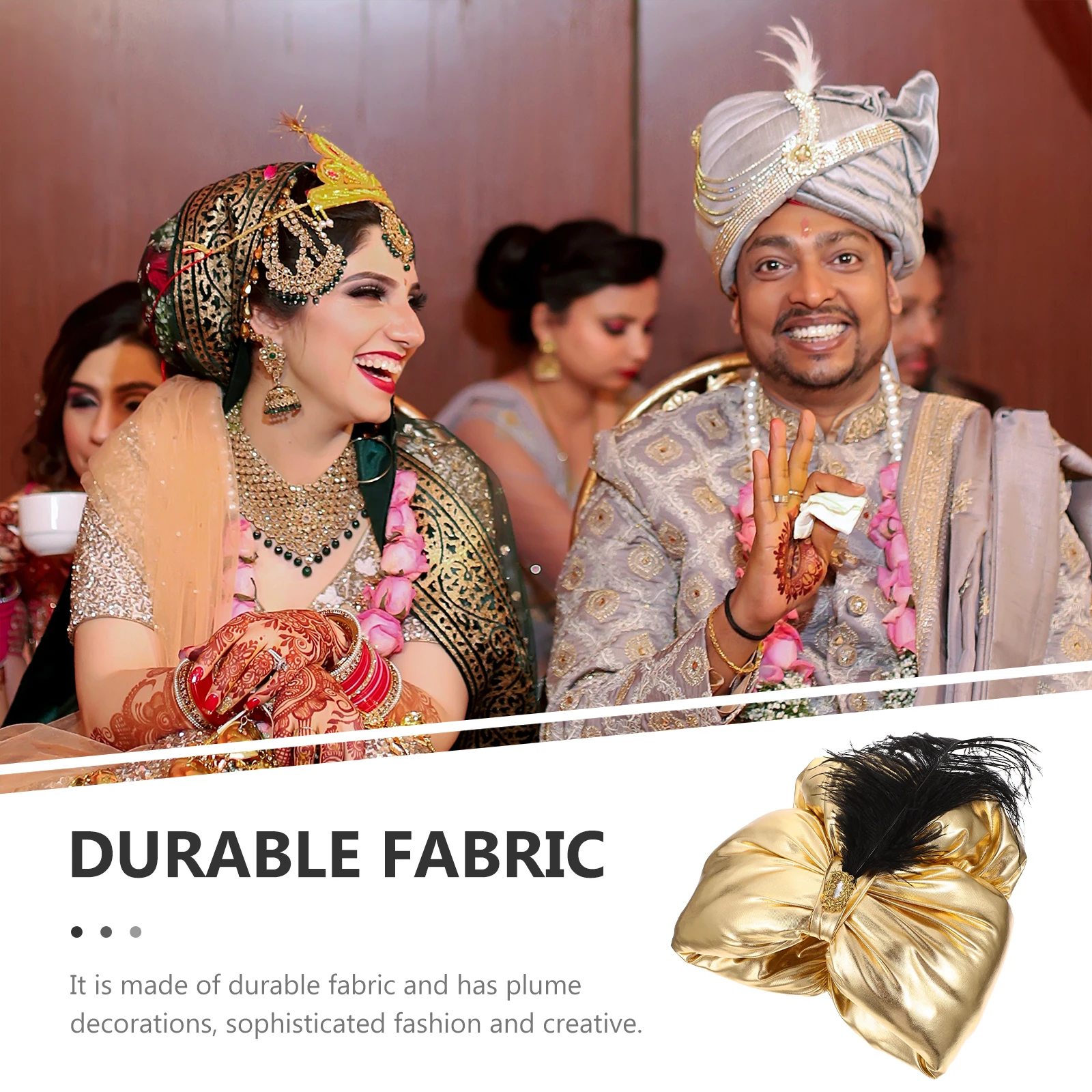 

Arabian Style Masquerade Prince Hat Golden Plume Elegant Masquerade Party Halloween Cosplay Photo Prop Performance Headgear