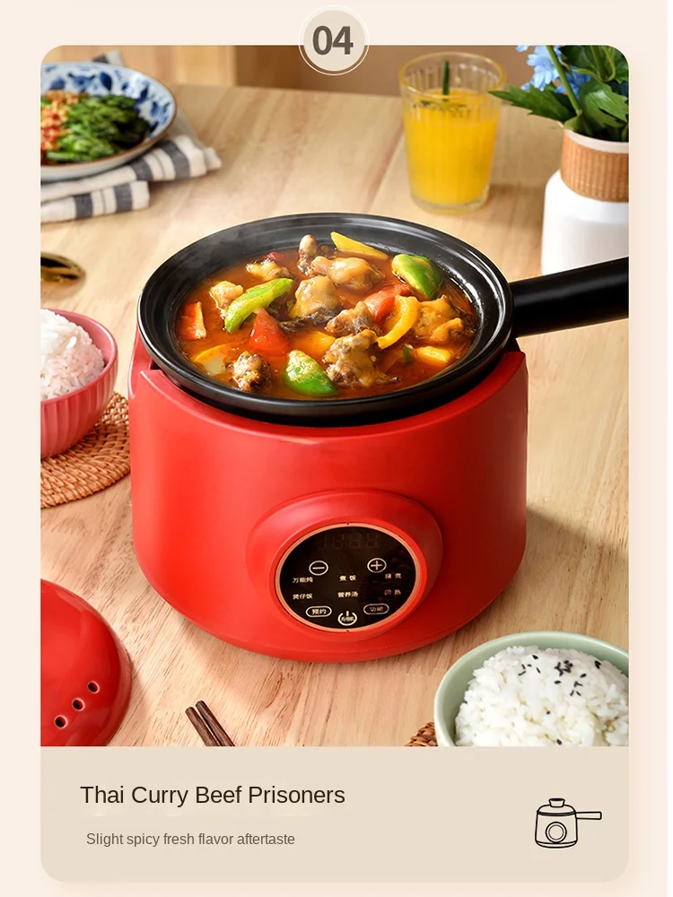 220V Ceramic Electric Rice Cooker Stewed Rice in Casserole 1000ML Multi Cooker