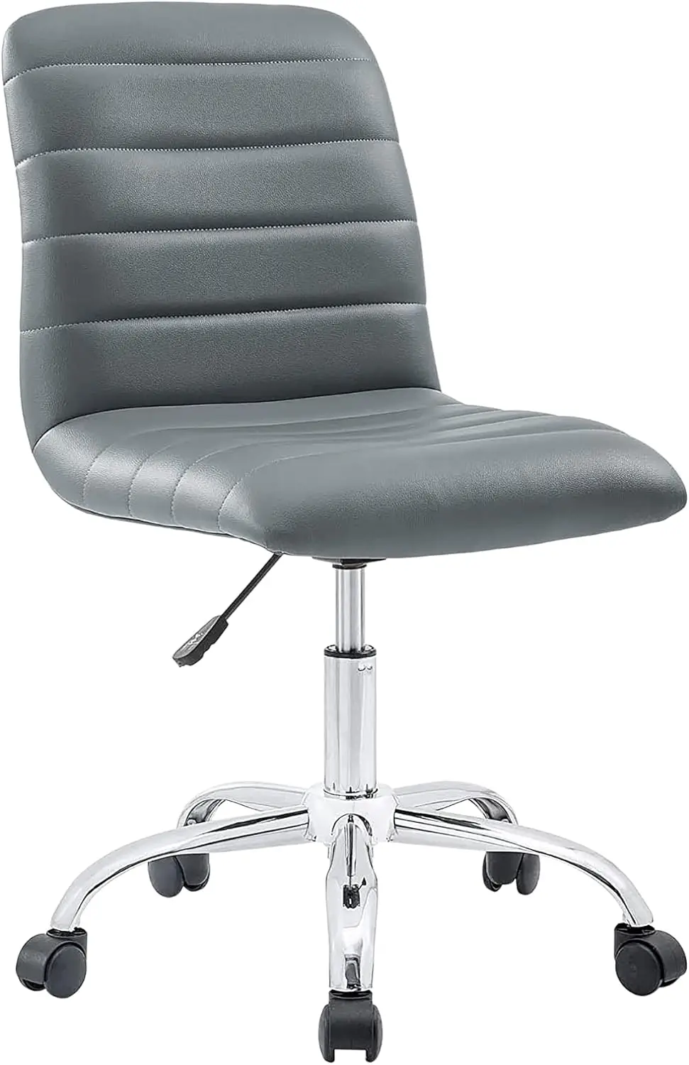 

Ribbed Armless Mid Back Swivel Computer Desk Office Chair In Gray
