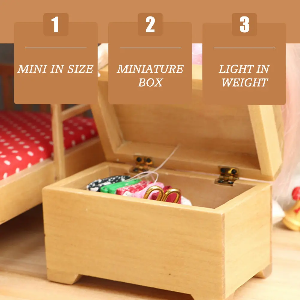 

Miniature Treasure Box Wooden Mini Storage Box 1:12 Scale Mini House Furniture Accessory Decorative Ornament Miniature Furniture