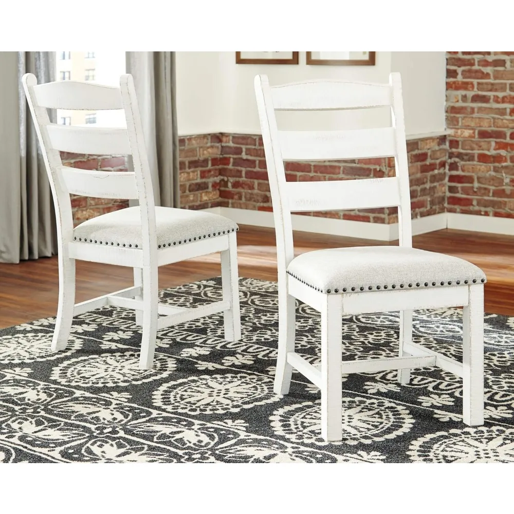 Old-fashioned farmhouse upholstered dining chair, two-piece set, made of solid wood, upholstered with linen polyester fabric